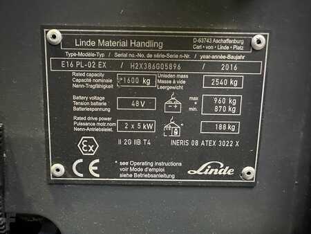 El truck - 4 hjulet 2016  Linde E 16 PL - 386 / 02 Evo - Atex EX Proplan 2G / Zone 1 (3)