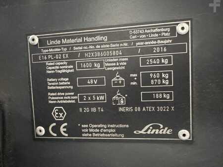 El truck - 4 hjulet 2016  Linde E 16 PL - 386 / 02 Evo - Atex EX Proplan 2G / Zone 1 (3)