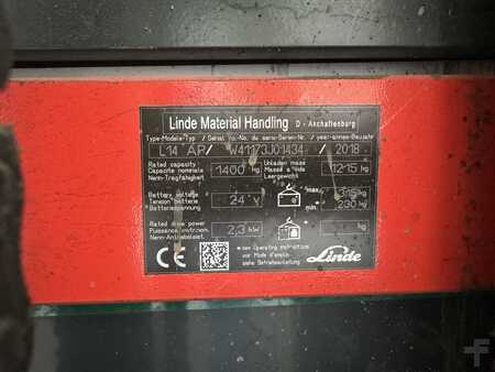 Ruční vysokozdvižný vozík 2018  Linde L 14 ap ( 1173 )  * TRIPLEX  FFL !! (3)