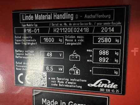 Skyvemast 2014  Linde R 16 - 01 ( 1120 ) * Triplex FFL !! COLDSTORE ** (2)