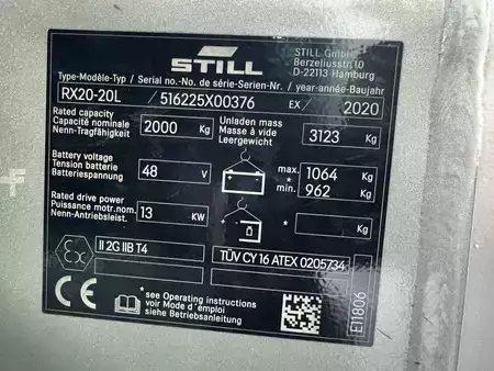3-wiel elektrische heftrucks 2020  Still RX 20 - 20 L * Atex EX * Miretti 2G  / Zone 1 * Triplex FFL !! (3)