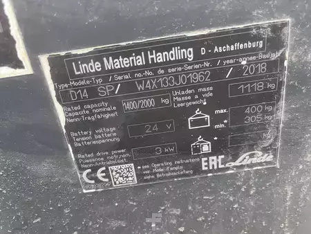 Tukipyörätrukki 2018  Linde D14SP (2)