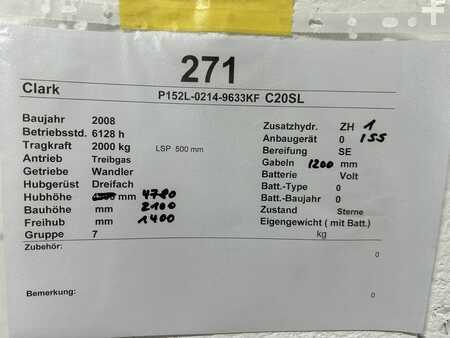 Chariots élévateurs GPL 2008  Clark CS20SL (12)