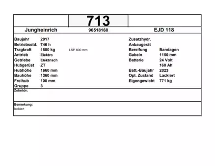 Hochhubwagen 2017  Jungheinrich EJD 118 (12)