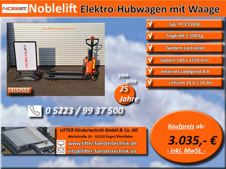 Elektrische palletwagens 2023  Noblelift PT E15N SC (2)