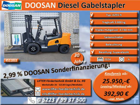 Diesel gaffeltruck 2024  Doosan D25S-9 (1)
