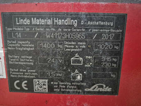 Hochhubwagen 2017  Linde L14 (6)