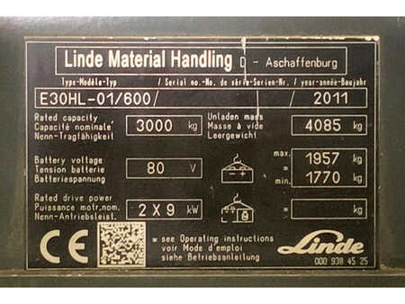 4-wiel elektrische heftrucks 2011  Linde E30HL-01/600 (8)
