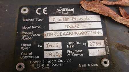 Outro 2019  Doosan Crawler Excavator DX 27 Z (5)