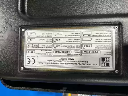 Nízkozdvižný vozík 2019  Hyster P2.0S FBW Cold (10)