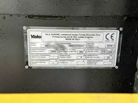 Porta-paletes elétrico 2019  Yale MP20XD (2)