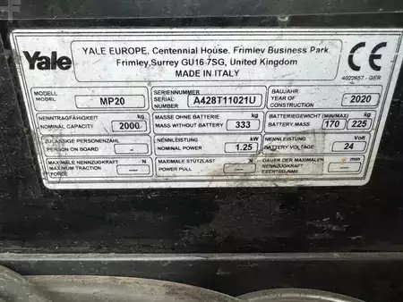 Lavtløftende truck 2020  Yale MP20 (3)