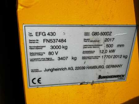 Elektro čtyřkolový VZV 2017  Jungheinrich EFG 430 G80-500DZ  (10)