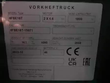 Elektro tříkolové VZV 2023  Toyota 8FBE18T (17)