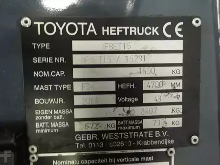 Eléctrico - 3 rodas 2014  Toyota 8FBET15 (8)