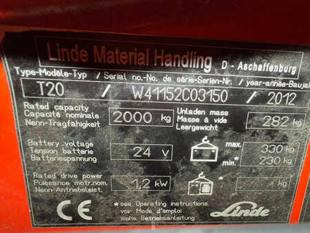 Nízkozdvižný vozík 2012  Linde T20 (7)