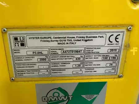 Transpallet elettrici 2019  Hyster P2.0HL (7)