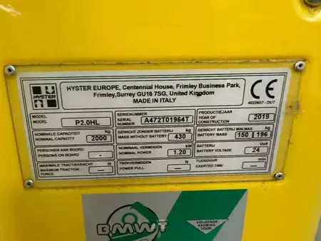 Electric Pallet Trucks 2019  Hyster P2.0HL (7)
