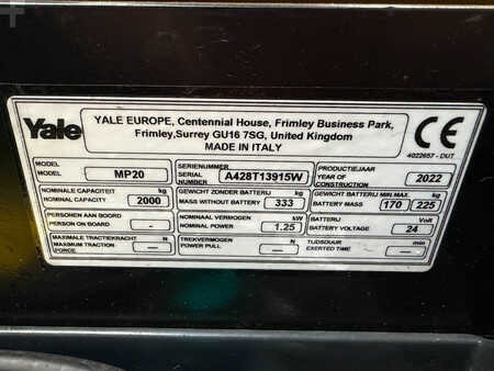 Wózki niskiego podnoszenia 2022  Yale MP20 (8)