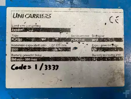 Nízkozdvižný vozík 2014  Unicarriers PLP200 (7)