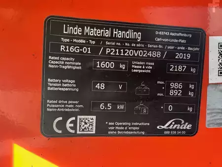 Schubmaststapler 2019  Linde R16G--EK (19)