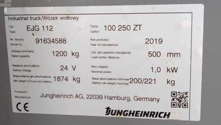 Pallestabler 2019  Jungheinrich EJG112 batt2024/ 2019y/ 12478mh/ 2.5m/ tilt (6)