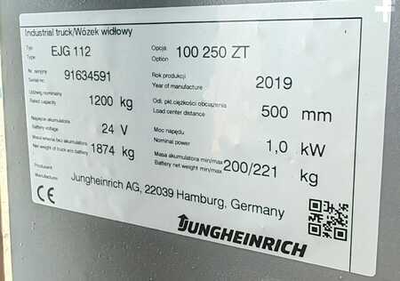 Pallestabler 2019  Jungheinrich EJG112 Li-ion/ batt2024/ 3900st/ 2.5m/ tilt (10)