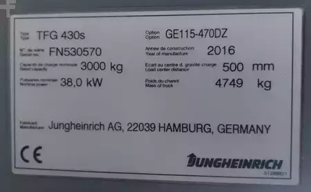 Carrelli elevatori GPL 2016  Jungheinrich TFG 430s 4.7m / 3096mh/ 2016y (16)