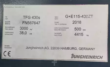 LPG VZV 2018  Jungheinrich TFG 430s 1555h/ 4.3m/ 4v (16)