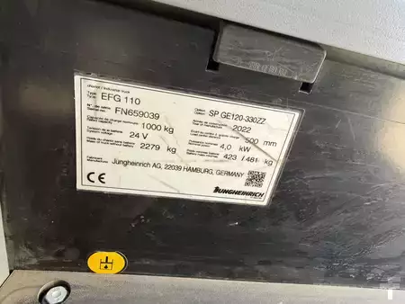 Electric - 3 wheels 2022  Jungheinrich EFG 110 2022y/ 3.3m/ 1127h (15)