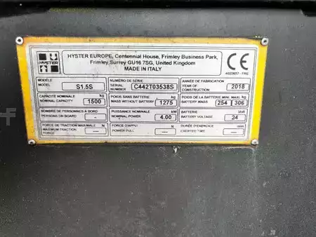 Wózek wysokiego podnoszenia 2018  Hyster S 1.5 S 1500 kg stapelaar 3.4m (13)
