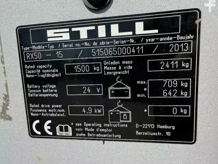 3-wiel elektrische heftrucks 2013  Still RX 50-15 1500kg Triplo / sideshift (16)