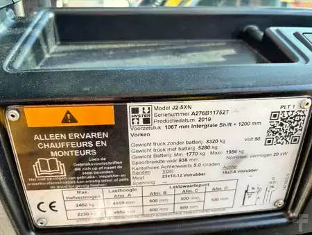 Eléctrico - 4 rodas 2019  Hyster J 2.5 XN 2500 kg E- heftruck (11)