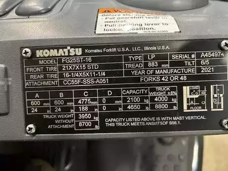 Propane Forklifts - Komatsu FG25ST-16 (10)