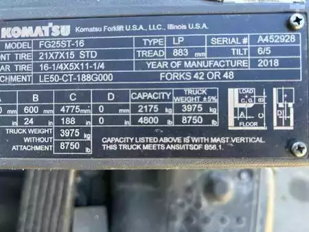 Propane Forklifts 2018  Komatsu FG25ST-16 (2)
