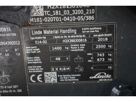 Elektryczne 4-kołowe 2018  Linde E14-02 (18)