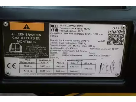 El truck - 4 hjulet 2020  Hyster J2.0XNT MWB (25)