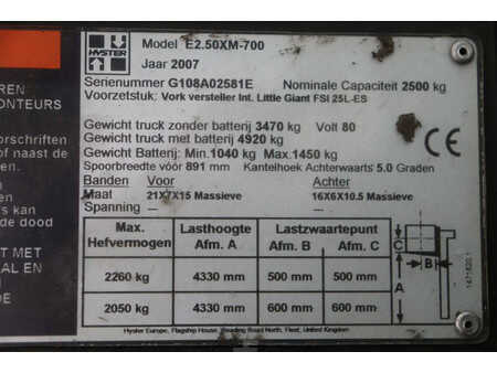 Sähkö - 4 pyör 2007  Hyster E2.50XM-700 (26)