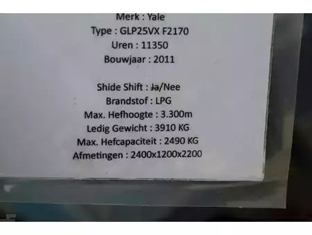 LPG Forklifts 2011  Yale GLP25VX F2170 (24)