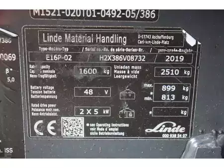 Eléctrica de 4 ruedas 2019  Linde E16P-02 (27)