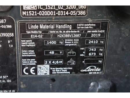 Elektro čtyřkolový VZV 2019  Linde E14-02 (16)