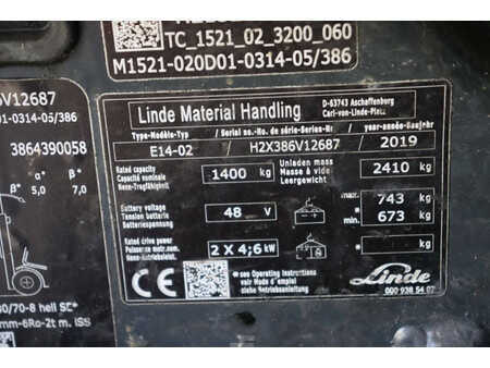 Elektro čtyřkolový VZV 2019  Linde E14-02 (22)