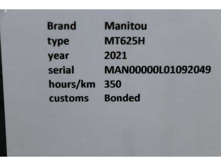 Telescopic forklift rigid 2022  Manitou MT625H (29)