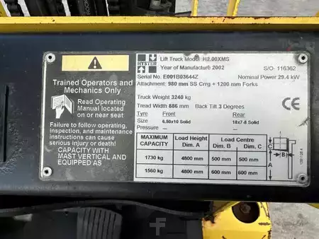 Carretilla elevadora GLP 2002  Hyster H2.00XMS (34)