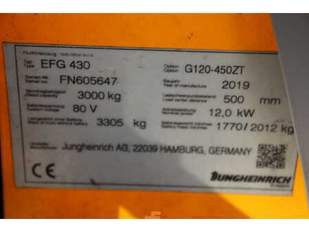 Elektro čtyřkolový VZV 2019  Jungheinrich EFG 430 (19)