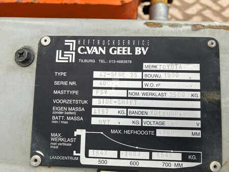 Empilhador a gás 1990  Toyota 42-5FGF 25 (12)