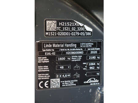 Elektryczne 4-kołowe 2020  Linde E16L-02 (29)
