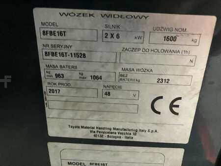 Sähkö - 4 pyör 2017  Toyota 8FBE16T (11)