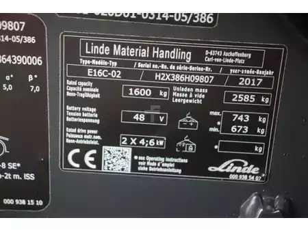Carrelli elettrici 4 ruote 2017  Linde E16C-02 (18)