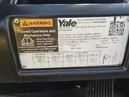 Montacargas de Pasillo Angosto 2019  Yale ERP030VFN36TE082 (12)